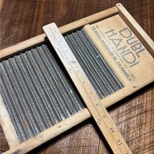 Unique Vintage Brown and Gray Washboard